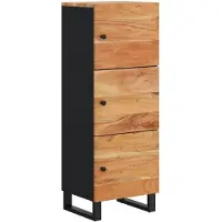 vidaXL Hoge kast met 3 deuren, 40x33x110 cm, massief acaciahout en ijzer