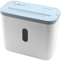 Genie 440X Blue Papierversnipperaar - 4 vellen DIN A4 (80 g/m²) - Cross Cut - 8 Liter - Compact formaat met handgreep - Thuis/ Kantoor - Blauw/Wit