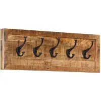 vidaXL Wandkapstok met 5 haken massief mangohout