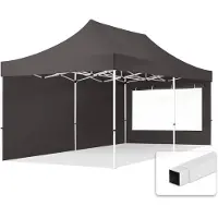 TOOLPORT 3x6 m Easy up partytent, ECONOMY staal 30mm met zijwanden (panorama), donkergrijs