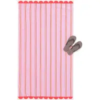 HEMA Kinderstrandlaken 80x140cm velours strepen (roze)