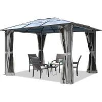 TOOLPORT Tuinpaviljoen 3x3,65m, Hardtop, 4 zijwanden, grey