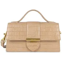 LANCASTER PARIS Handtas 'Lancaster Sac baguette A rabat avec fermoir M Croco Ily Naturel' beige