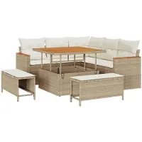 vidaXL Tuinbank Set 8 st Beige poly rattan