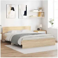 vidaXL Bedframe met hoofdeinde sonoma eikenkleurig 150x200 cm