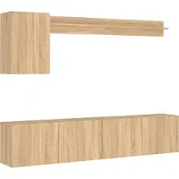 vidaXL 5-delige Tv-wandmeubelset bewerkt hout sonoma eikenkleurig