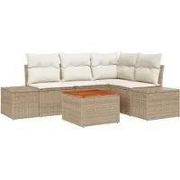 vidaXL Tuinbank Set 5 st Beige poly rattan