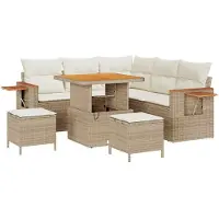 vidaXL Tuinbank Set 8 pcs Beige poly rattan