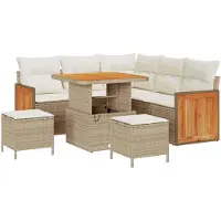 vidaXL Tuinbank Set 8 st 8-Aantal zitplaatsen Beige en Crème