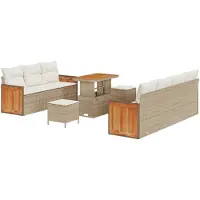vidaXL Tuinbank Set 10 st 9-Aantal zitplaatsen Beige en Crème