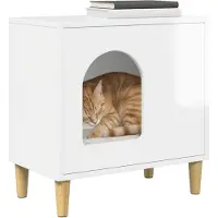 vidaXL Kattenhuis Glanzend Wit 51 x 30 x 52 cm Bewerkt hout