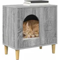 vidaXL Kattenhuis Grijs Sonoma 51 x 30 x 52 cm Bewerkt hout