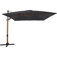 Axi Apollo Premium Zweefparasol rechthoekig 300x300 cm in Hout Look / Grijs | Parasol voor tuin met Aluminium Frame | Inclusief kruisvoet & hoes |