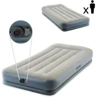 Intex eenpersoons luchtbed met kussensteun, middenhoog - Beige, 191 x 99 x 30 cm