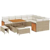 vidaXL Tuinbank Set 12 st 12-Aantal zitplaatsen Beige en Crème
