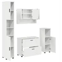 vidaXL Badkamermeubel Set 4 st Hoogglans wit 35 x 30 x 192 cm