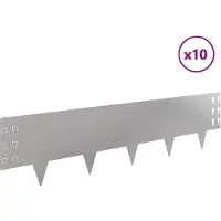 vidaXL Grasmaaiersiering, 10 stuks, 100 x 25 cm, staal, zilver