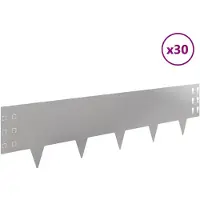 vidaXL Gazonrand 30 st 100 x 25 cm Staal Zilverkleurig