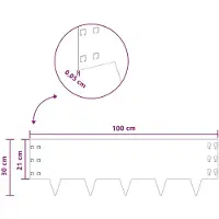 vidaXL Gazonrand 20 st 100 x 30 cm Staal Zilverkleurig
