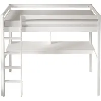 Sunny Sil Hoogslaper van Hout met Bureau in Wit | Kinderbed Zonder Matras | Verhoogd Bed met Ladder & Boekenplank | 208x97x172cm | Voor Matrasmaat 90x200cm