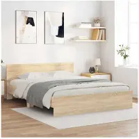vidaXL Bedframe met hoofdeinde sonoma eikenkleurig 140x190 cm