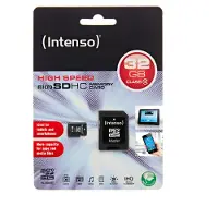 Intenso microSDHC-kaart, 32GB, Klasse 10 + SD-adapter
