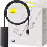Baseus Lite Series 4-Port USB-A HUB Adapter (USB-A to USB 3.0*4 ) 1m Black