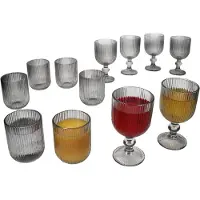 MamboCat 12-delig set AGATA wijn- en waterglazen grijs van glas – 6x 37560 & 6x 37564