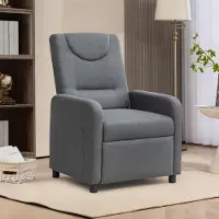 OKWISH Comfortabele fauteuil met zijvakken en verstelbare rugleuning, relaxfauteuil met voetsteun, tv-fauteuil in donkergrijs