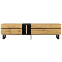 STILVORA TV-Lowboard - 180x38x45 cm - Klepvak Met Hydraulische Demper En Open Vakken - Voor De Woonkamer - Spaanplaat - Houtkleur