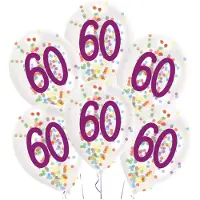 Magni Ballonnen Confetti 60 Jaar 27,5 Cm Latex Wit 6 Stuks
