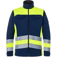 Kübler REFLECTIQ Hi Vis Reflecterend Stof Werkjas HEREN Veiligheidsjas Geel Donkerblauw - Vuilafstotend - EN ISO 20471