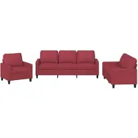 vidaXL 3-delige Loungeset met kussens kunstleer wijnrood