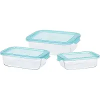 Excellent houseware Vershoudbakjes met deksel - glas - set 3x stuks - 630/1040/1500 ml - luchtdicht - met clips