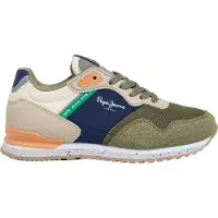 Pepe Jeans Kids Londen Zuid groene trainers (34), Plat, Veters, Sportief, kinderkleding PBS400013