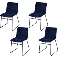 Urban Living “BROOKLYN” SET VAN 4 VELVET STOELEN BLAUW 55X45XH78CM