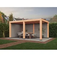 Westwood Douglas overkapping, 500 x 300, met achterwand en zijwand, Modern Plus
