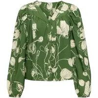 Vila Blouse 'OBJJacira' crème / olijfgroen