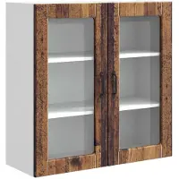 vidaXL Wandglas Kasten PORTO Oudhout 80 x 31 x 80 cm Bewerkt hout