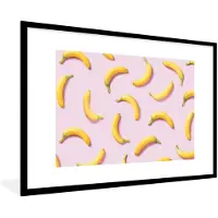 PosterMonkey Fotolijst incl. Poster - Banaan - Roze - Pastel - 120x80 cm - Posterlijst