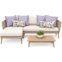 Anna's Collection Bank/tuin kussens set - binnen/buiten - 6x stuks - lila/tropical summer - In 2 formaten laag/hoog - Sierkussens