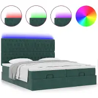 vidaXL Ottoman bed met matrassen en LED's 200x200cm fluweel