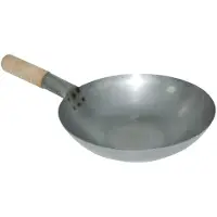 Vogue Stahl wok met platte bodem, 35,5 cm