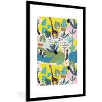 PosterMonkey Fotolijst incl. Poster - Jungle - Patronen - Dieren - Planten - 60x90 cm - Posterlijst