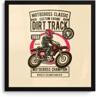 PosterMonkey Fotolijst incl. Poster - Motorcross - Tekening - Retro - 40x40 cm - Posterlijst