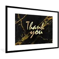 PosterMonkey Fotolijst incl. Poster - Quotes - Bedankt - Goud - Marmer - 120x80 cm - Posterlijst