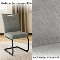 Glamour Luxe Schommel Eetkamerstoel Set van 4 met Extra Dik Zitkussen en Gewatteerde Rugleuning 94,5 x 47,5 x 45,5 cm – Lichtgrijs