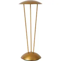 Lucide RENEE - Oplaadbare Tafellamp Binnen/Buiten - Accu/Batterij - Ø 12,3 cm - LED Dim to warm - 1x2,2W 2700K/3000K - IP54 - Met draadloos oplaadstation - Mat Goud / Messing