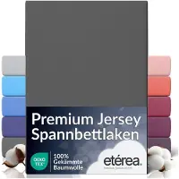 Eterea Cosmesi Naturale etérea Premium Jersey hoeslaken 140x200 - 160x200 cm - Oekotex - 100% katoen - bis 25 cm - Grijs