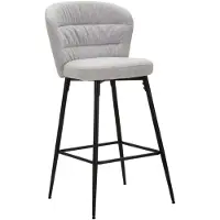 Mauro Ferretti Set van 2 LOSANNA barkrukken, grijs, 52 x 59 x 108 cm – Bekleding van stof met zwarte metalen poten – Glamour ontwerp geïnspireerd op de jaren 70